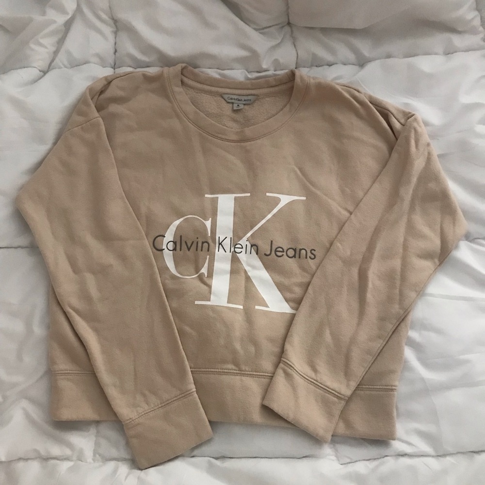 Calvin Klein nude cropped sweater